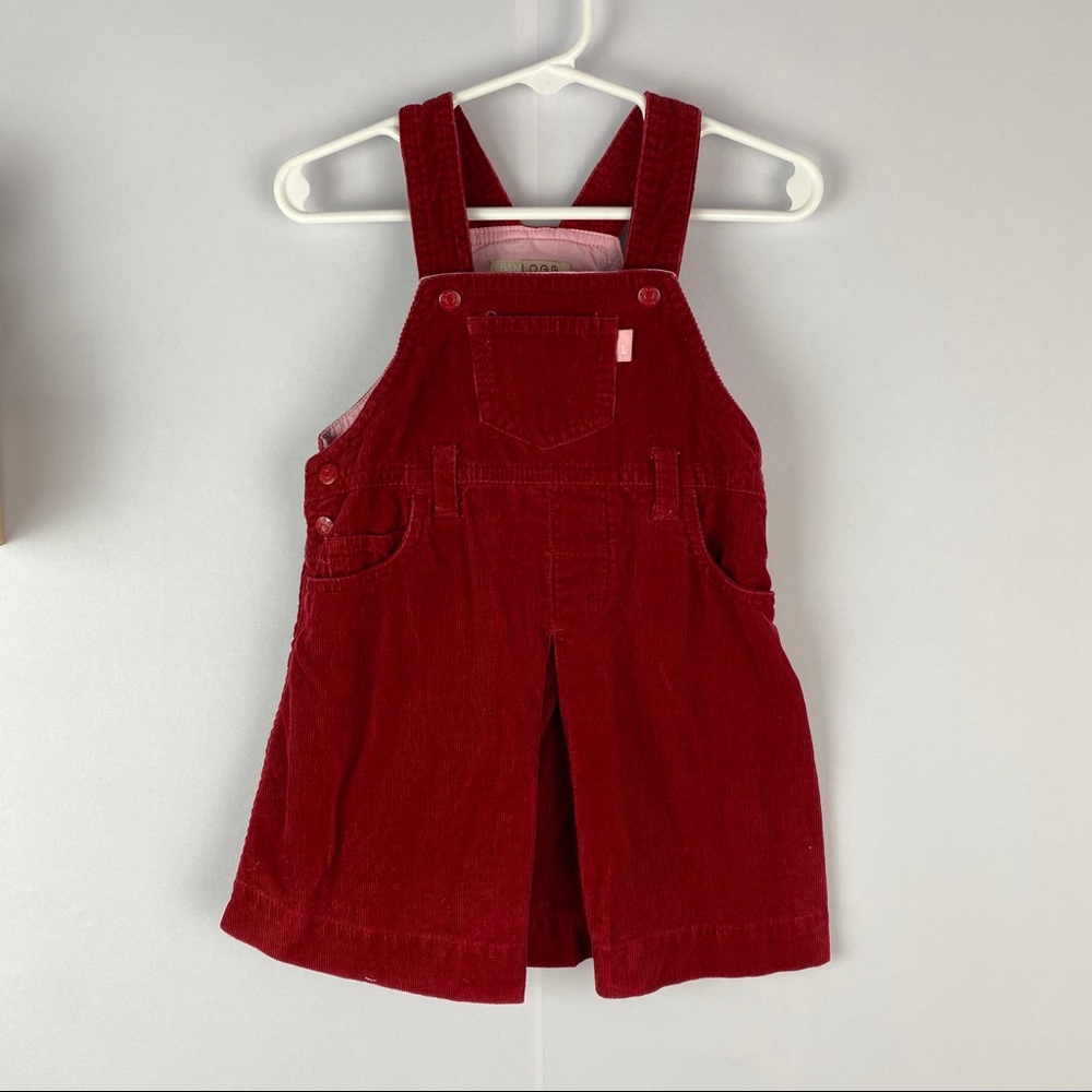 H&M L.O.G.G. Red corduroy overall dress 1-1.5 Y